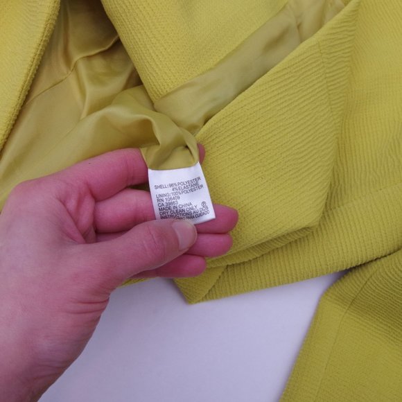 Tahari Structured Modern Chartreuse Texture Blazer - Picture 5 of 6